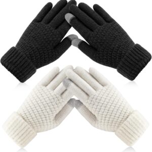 Women's Winter Gloves - Warm Soft Touchscreen Winter Gloves for Women, Elastic Cuff Knit Gloves for cold weather
